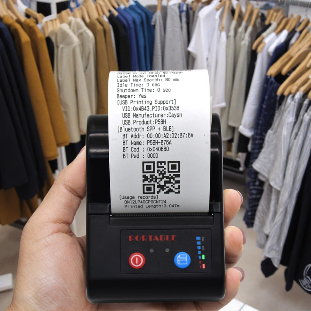 

Портативный принтер для банковских этикеток, мини-термопринтер чеков 58 мм с Bluetooth, Android и IOS, удобный мобильный принтер для бизнеса