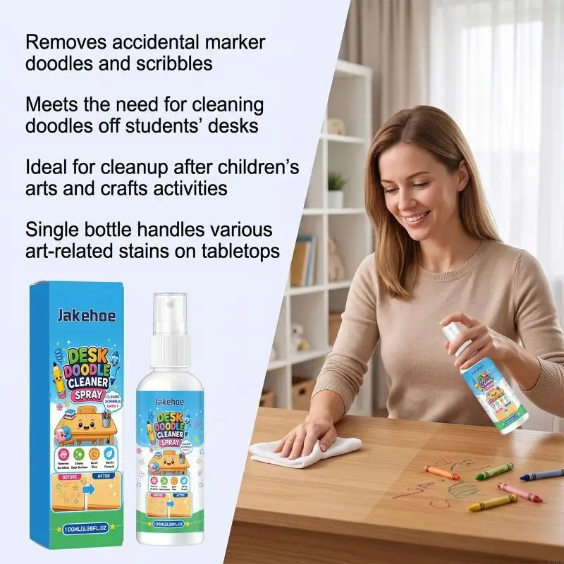 Graffiti Remover Desk Cleaner Quick Wipe Pump Bottle for Pen Lines Writing Mess and Daily Desktop Cleanup for Study Tab