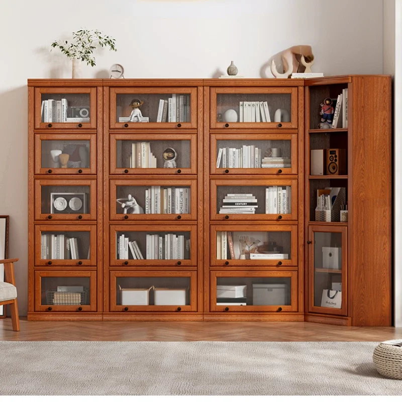 

Solid wood bookcase, storage cabinet in one, whole wall with cabinet