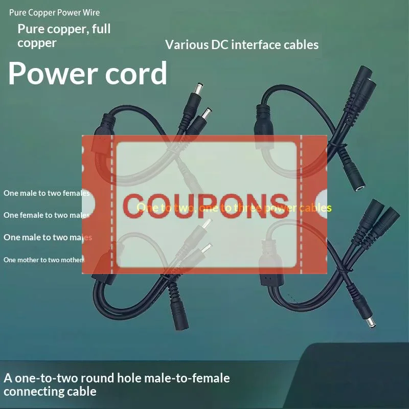 DC5.5x2.5mm Power Splitter Cable 1 To 2 DC Power Cord High Current DC Connector For LED Strip Security Camera Power Supply