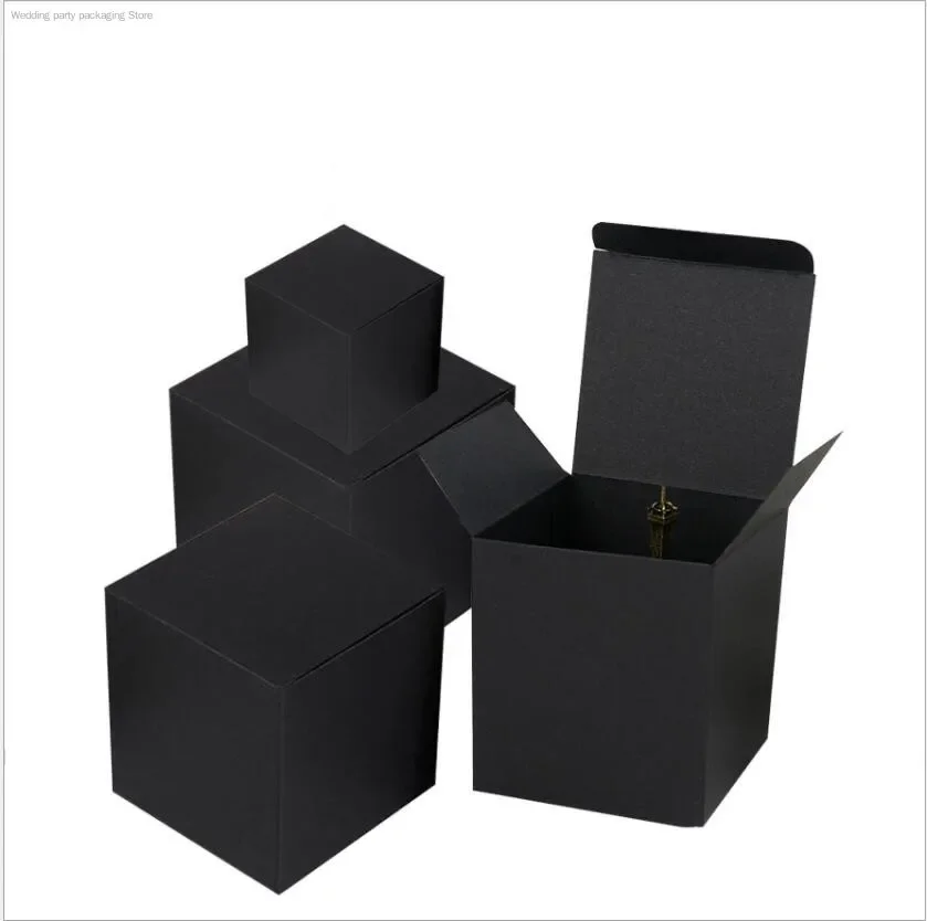 20pcs Black Cardbord Packing Paper Box For Candy/Cookie/Handmade Soap/Jewelry Gift Package Party Favor Supplies