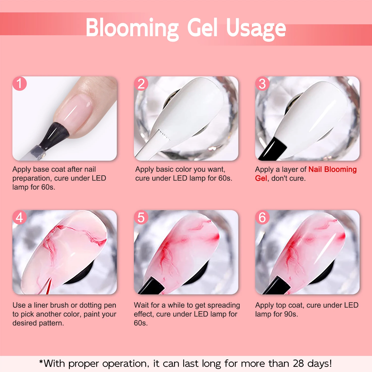 Gel per unghie in fiore da 15ml, Gel funzionale effetto diffusione di fiori, facile da applicare per Nail Art Design Home Salon Manicure Pedicure