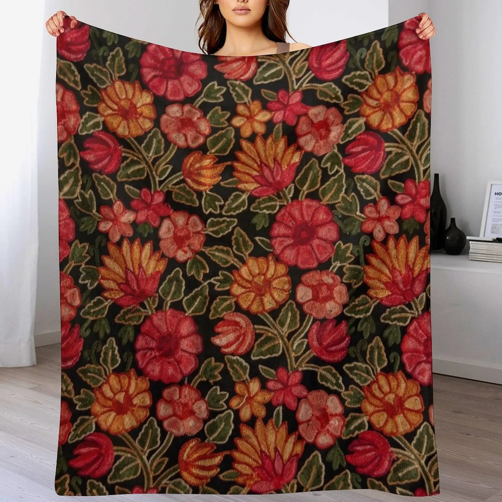 Gypsy Floral Kashmiri Embroidery Throw Blanket manga Flannels Decorative Beds cosplay anime Blankets