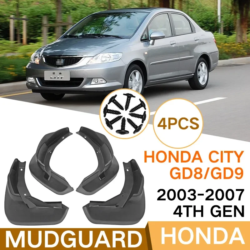 

For Honda City GD8/GD9 2003-2007 4th Gen S1 black car mudguard Reduce dust Resist tire dirt car accessories tools