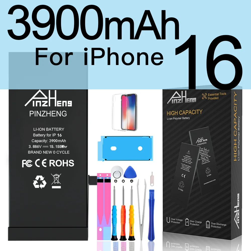 PINZHENG Hochleistungsakku für iPhone 14 15 16 Pro Max Ersatzakku für iPhone 16 15 14 Pro 15 16 14 Plus Batterie