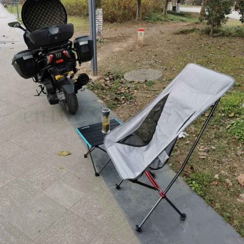 كرسي خارجي من سبائك الألومنيوم 7075 مع مسند ظهر قابل للطي كرسي قمر خفيف للغاية للتخييم والنزهات كرسي محمول وسهل الطي #4