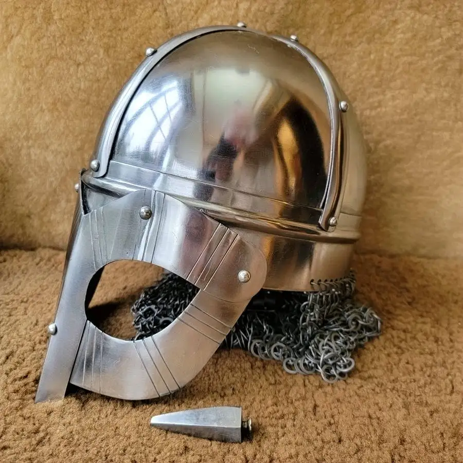 Casco de armadura nórdica con marco de ojo Vikingo, casco con cerradura, cenefa, babero usable