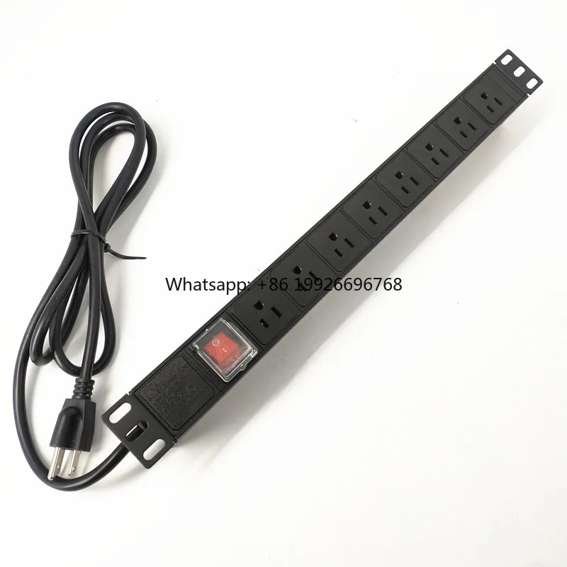 

Over Current Protector Generic 15A US Plug 1U Rack Cabinet Mount 8 Way Socket LED Director PDU Power Distribution Unit manufactu
