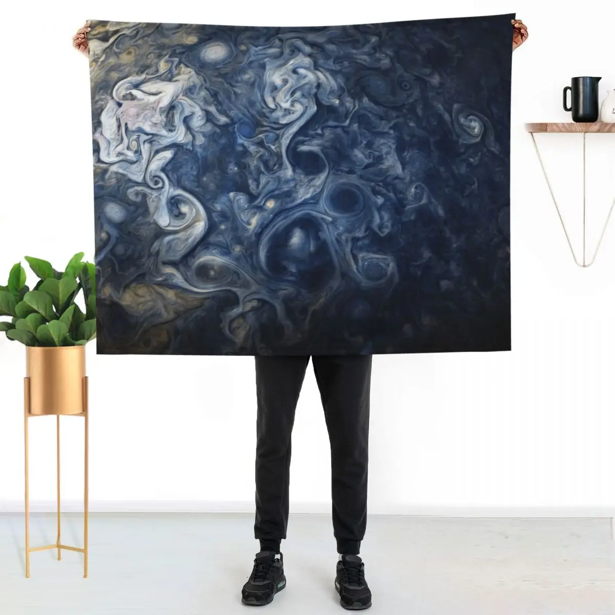 

Swirling Blue Clouds of Planet Jupiter from Juno Cam Throw Blanket Modern Design Soft Blanket for Home Decor