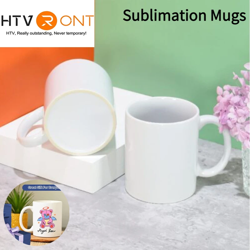 HTVRONT 6 Pack 11 OZ Sublimation Mugs Blank Set Classic Drinking Cups with Handles for Latte DIY Mug Gift for Sublimation Paper