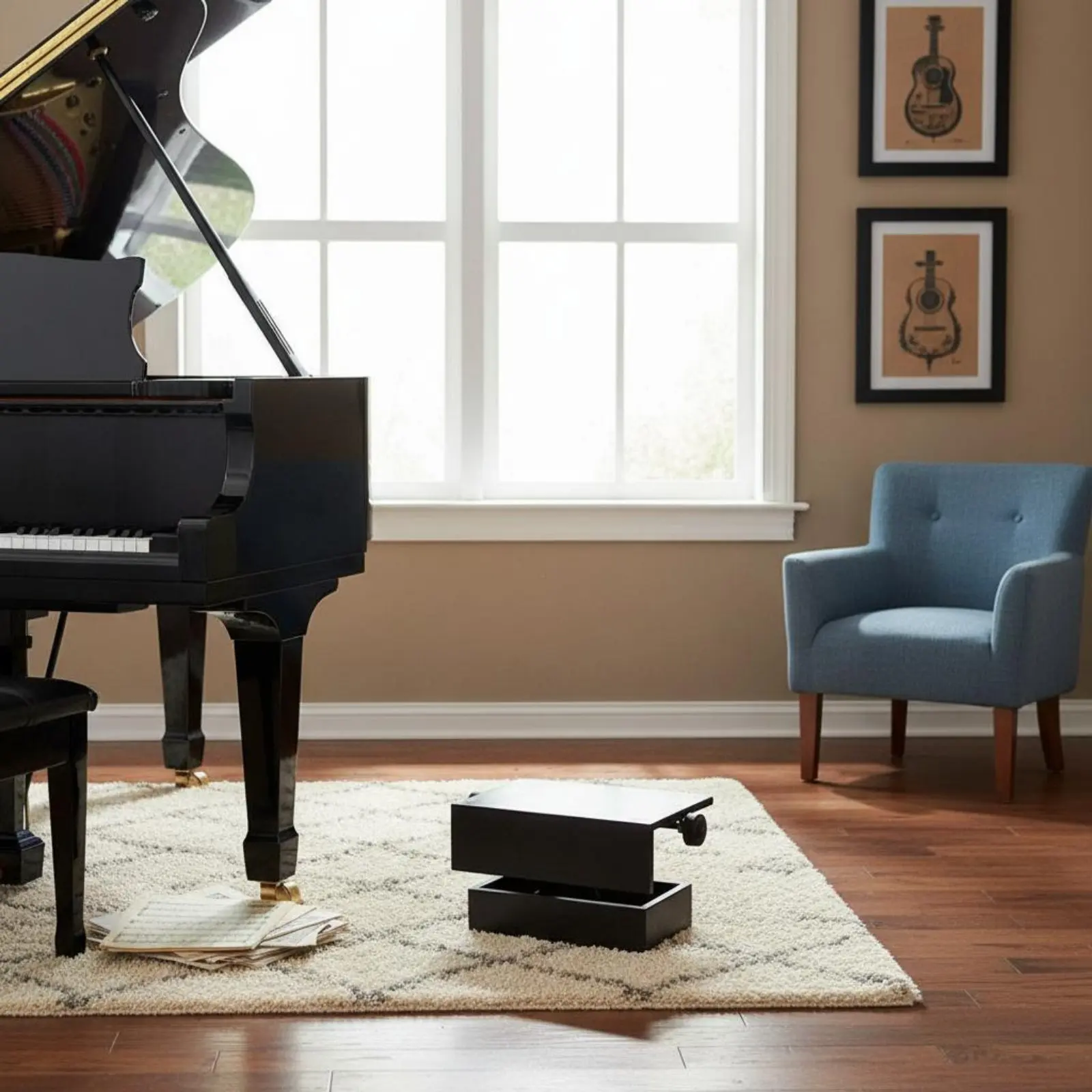 Height Adjustable Piano Support Platform Sturdy Piano Foot Pedal Extender for Children
