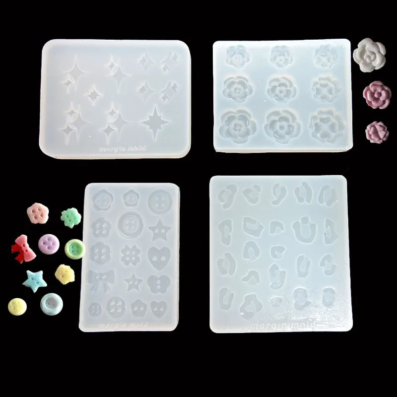 DIY Silicone Epoxy Resin Mold Star Button Rose Shaped Silicone Mould Jewelry Tool Jewelry Accessories