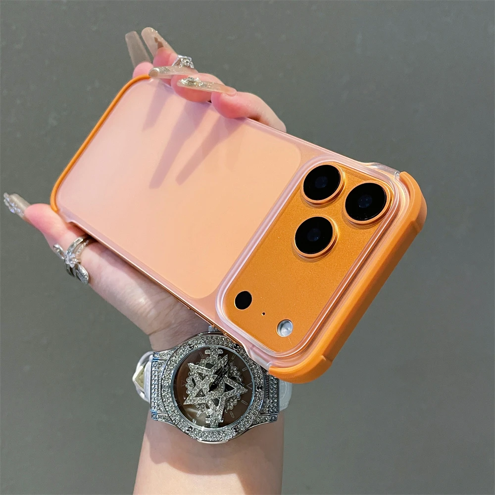 Funda de teléfono ultrafina mate sin marco para iPhone 17 Pro Max 16 Plus 15 14 13 12 cubierta transparente esmerilada a prueba de golpes de cuatro esquinas