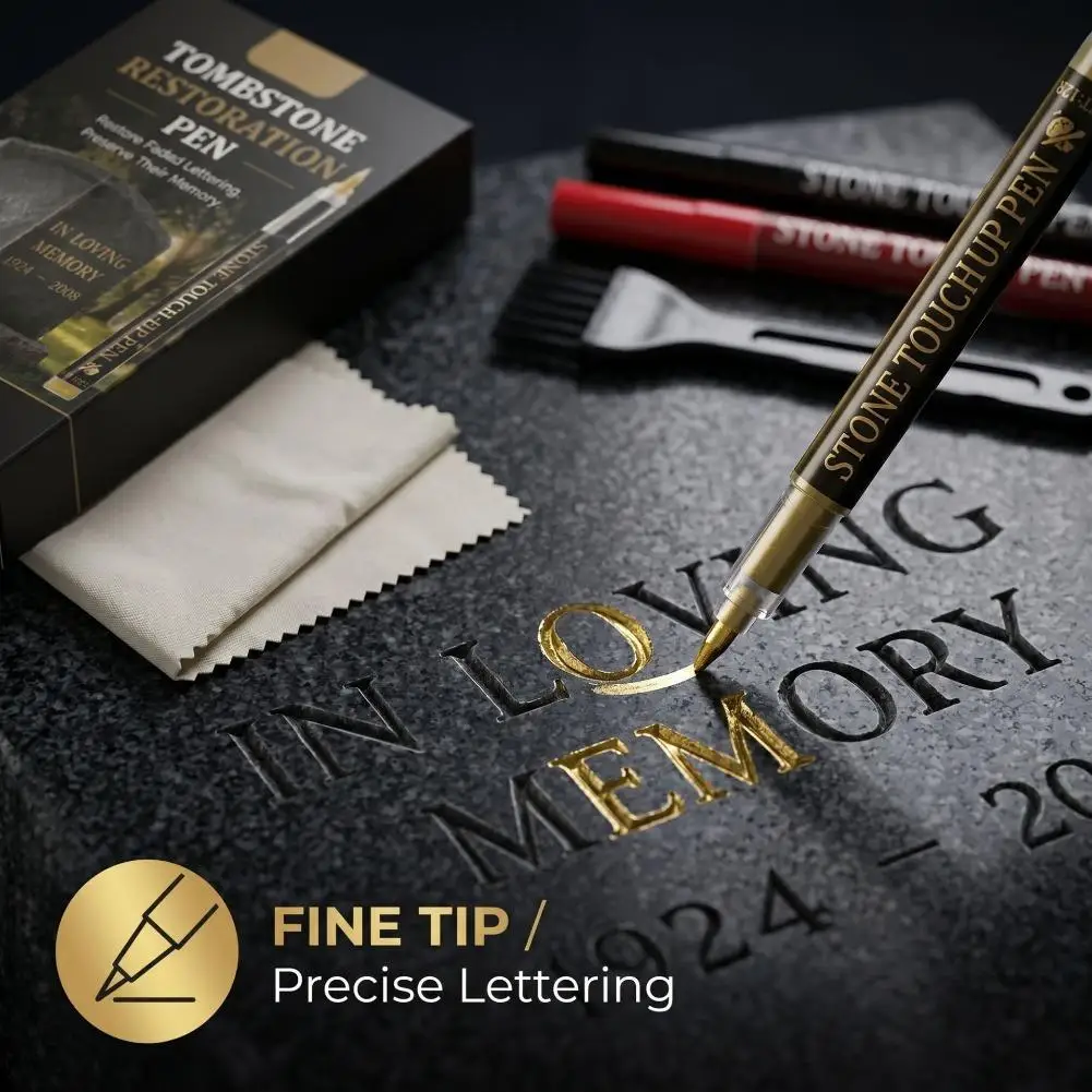 3mm Tip Stone Repair Pen – Permanent Waterproof Marker For Memorial Inscription Outdoor Use