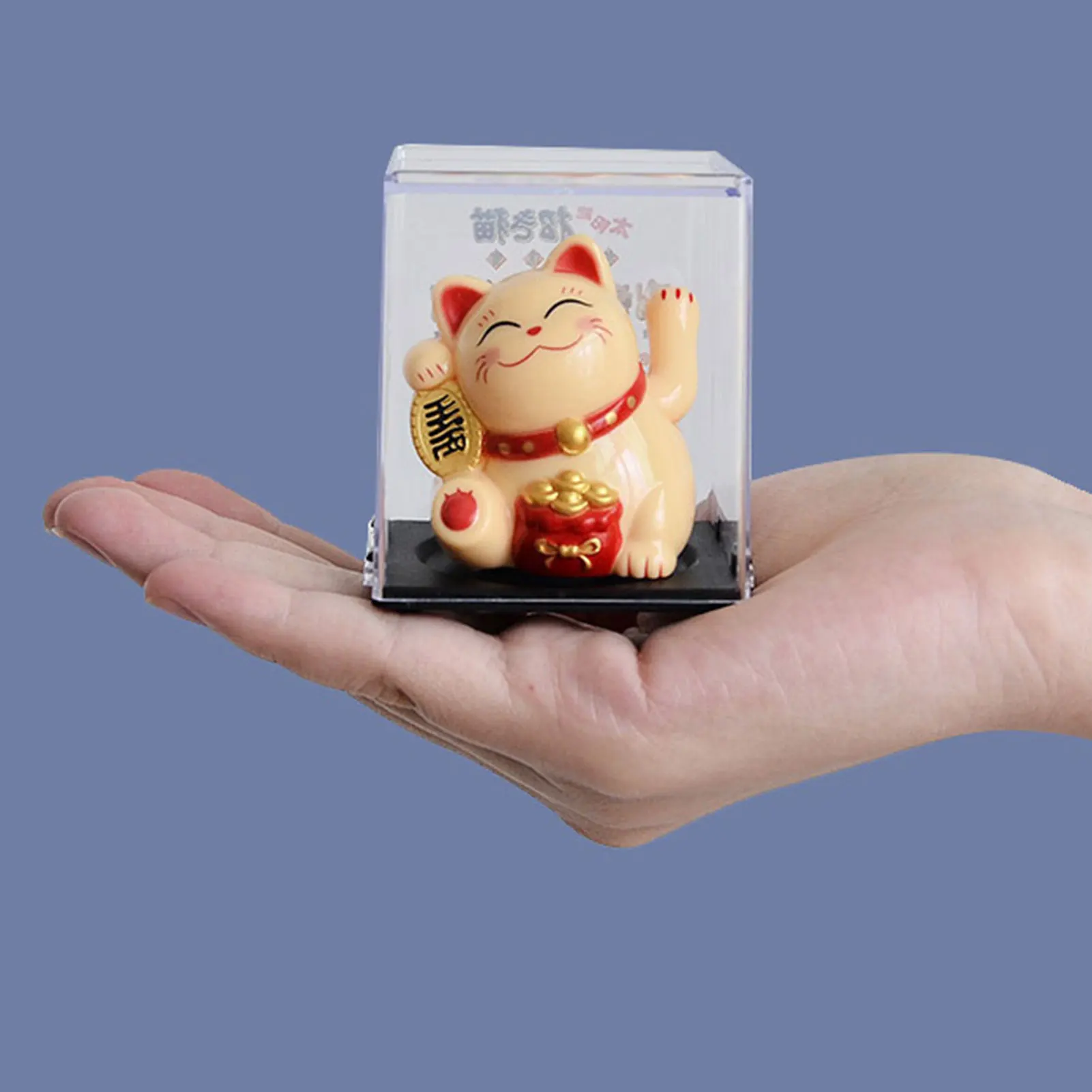 Solar Automatic Waving Lucky Cat Vivid and Lovely Home Desktop Ornament for Women Men Home Office Decor