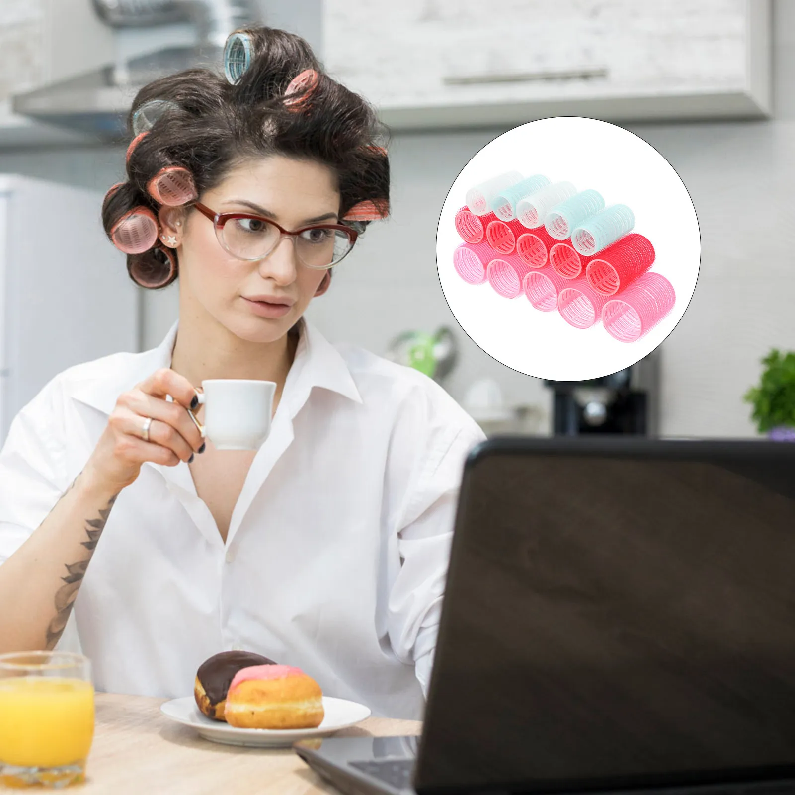 

15pcs Hair Curling Rollers Self Adhesive Styling Curlers for Long Hair DIY Plastic Hair Roller Set Mixed Colors