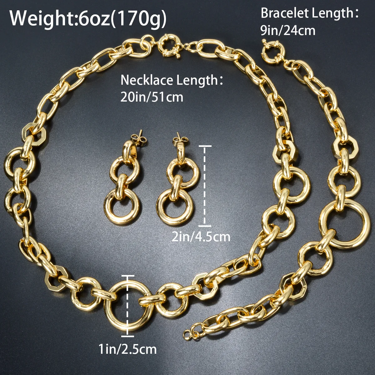 Luxury Quality Jewelry Set For Women Gold Plated Hip Hop Chain Choker Necklace Earrings Bracelet Wedding  Party Jewellery Gifts