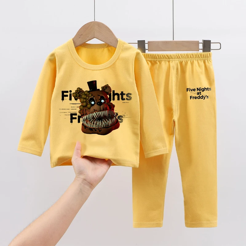 خمس ليال في فريدي منامة فستان أطفال مع سروال داخلي أطفال جديد Fnafs الشتاء ملابس المنزل بنين بنات Kawaii ملابس نوم بنطلون الأطفال هدية