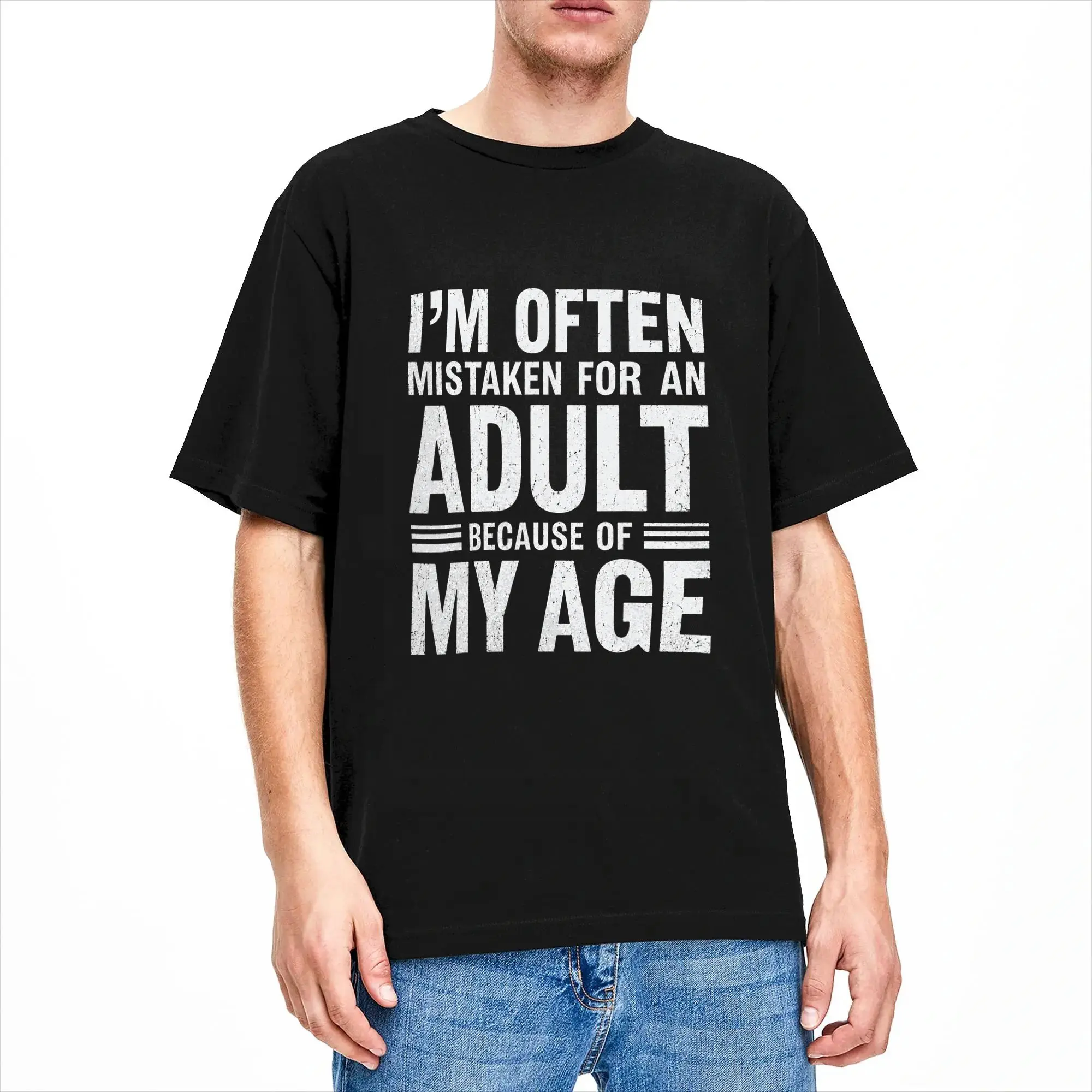 I'm Often Mistaken for an Adult Because of My Age Funny T Shirt Summer  Harajuku T-Shirts Cotton Crew Neck Oversized Top Tees
