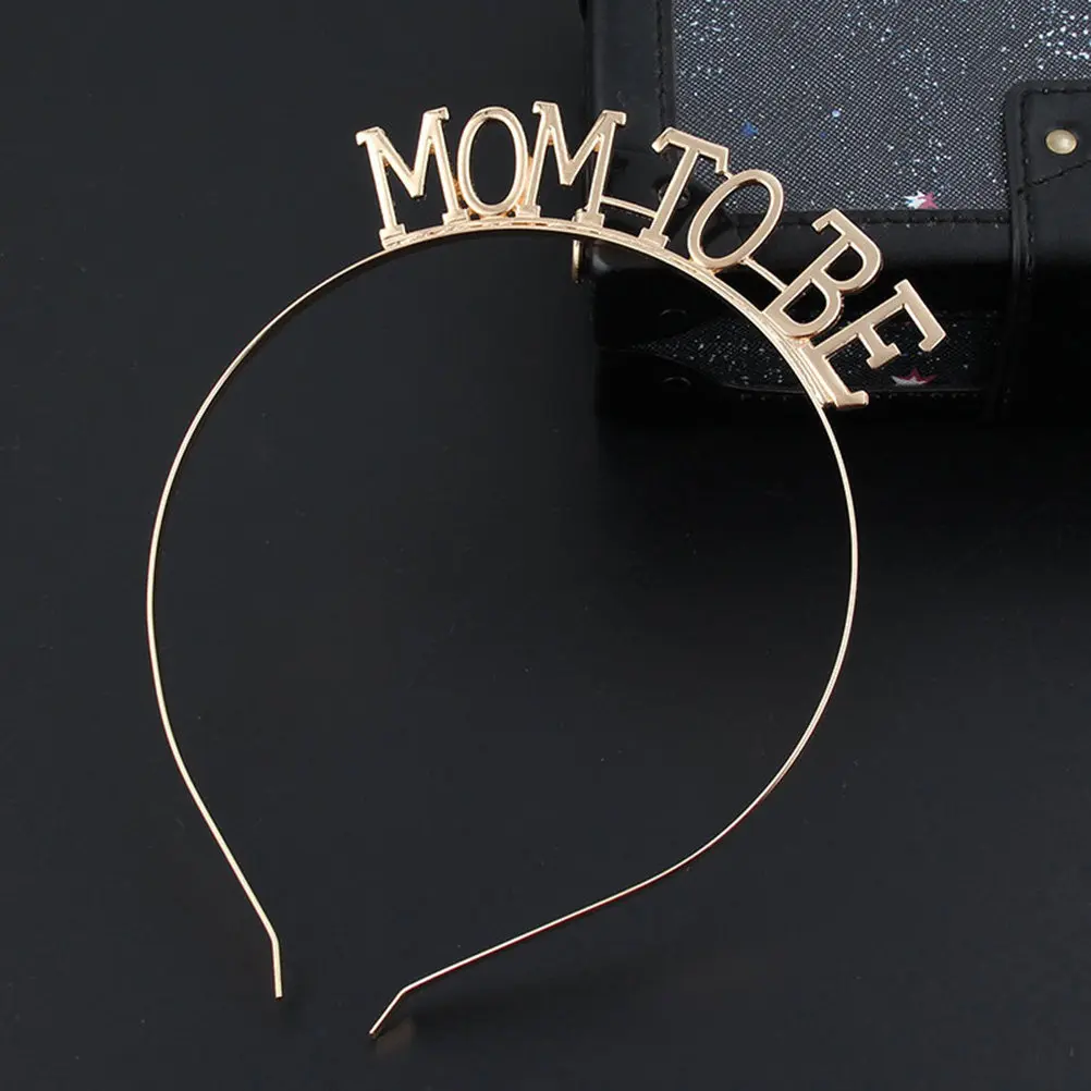 2Pcs Mom to Be Headband Alloy Wedding Hair Hoop Party Costume Elegant Lightweight Non-Fading Party Headband for Bridal Shower