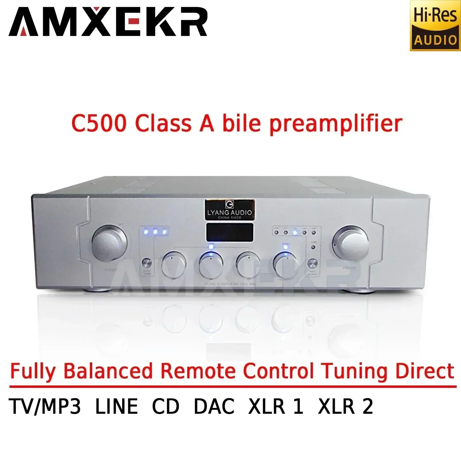 AMXEKR C500 Fully Balanced Pure A Tone Tube Preamplifier with Hifi Amplifier, Fever, High, Medium and Low Tone/pass-through