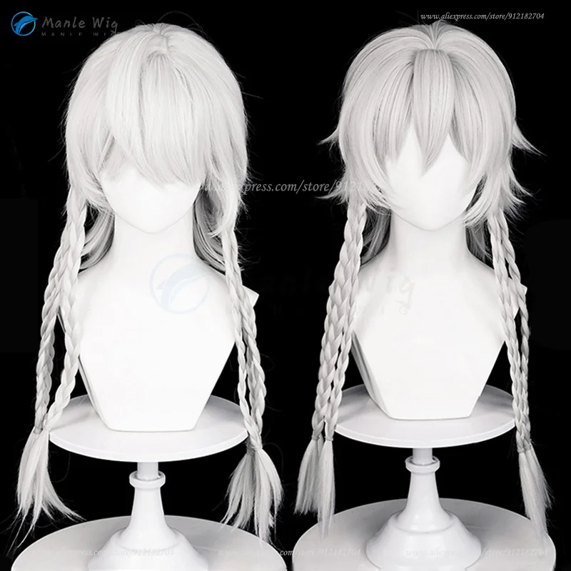 Anime  Cosplay Ithaqua Cosplay Wig Night Watch Cosplay Wig 63cm Grey Braided Pigtail Heat Resistant Synthetic Hair