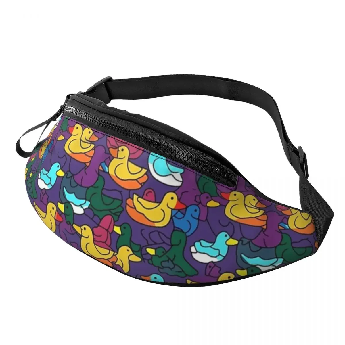 Bunte Enten Fanny Pack Männer Frauen Custom Cartoon Umhängetasche für Radfahren Camping Telefon Geld Tasche