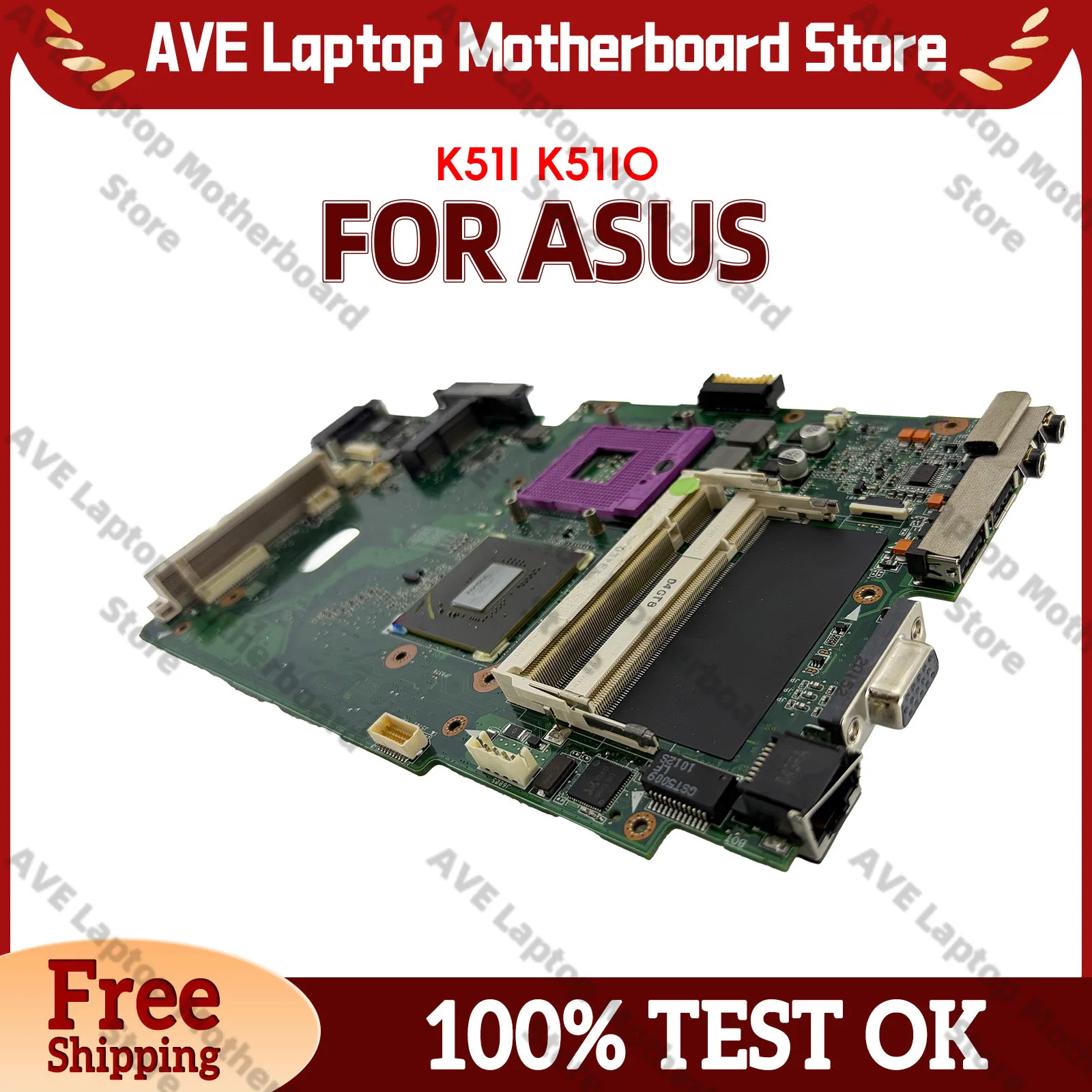 

K51I K51IO Notebook Mainboard For ASUS K51IO Laptop Motherboard This item is in stock 100% tests OK fast shipping High quality