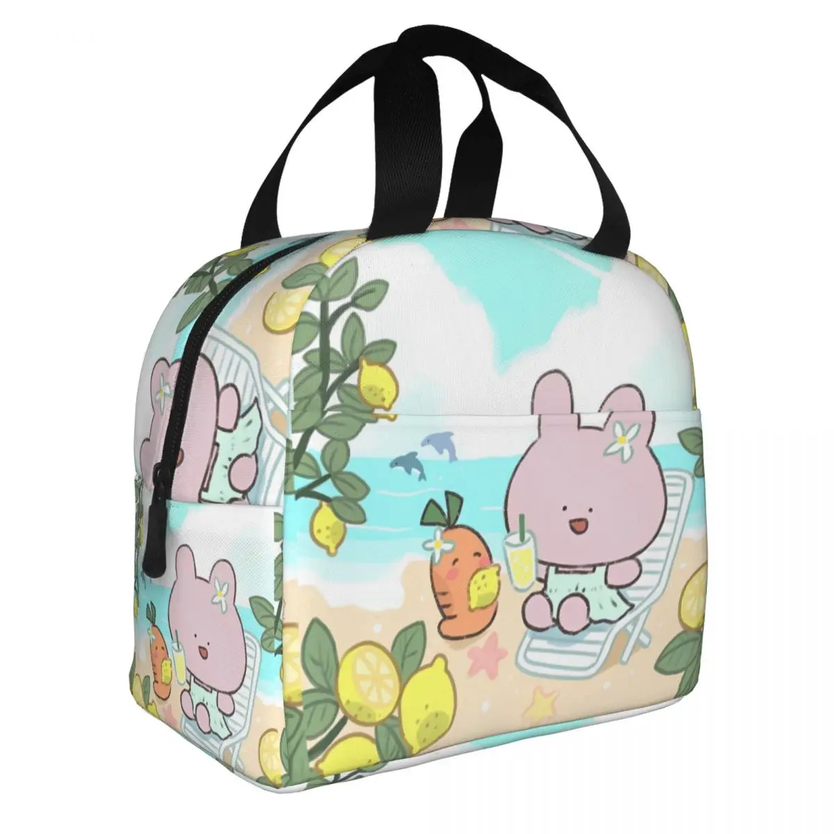 Asamimichaan Asleep Cartoon Insulated Lunch Bags Large Kawaii Asamimi Meal Container Cooler Bag Lunch Box Tote Travel Food Bag