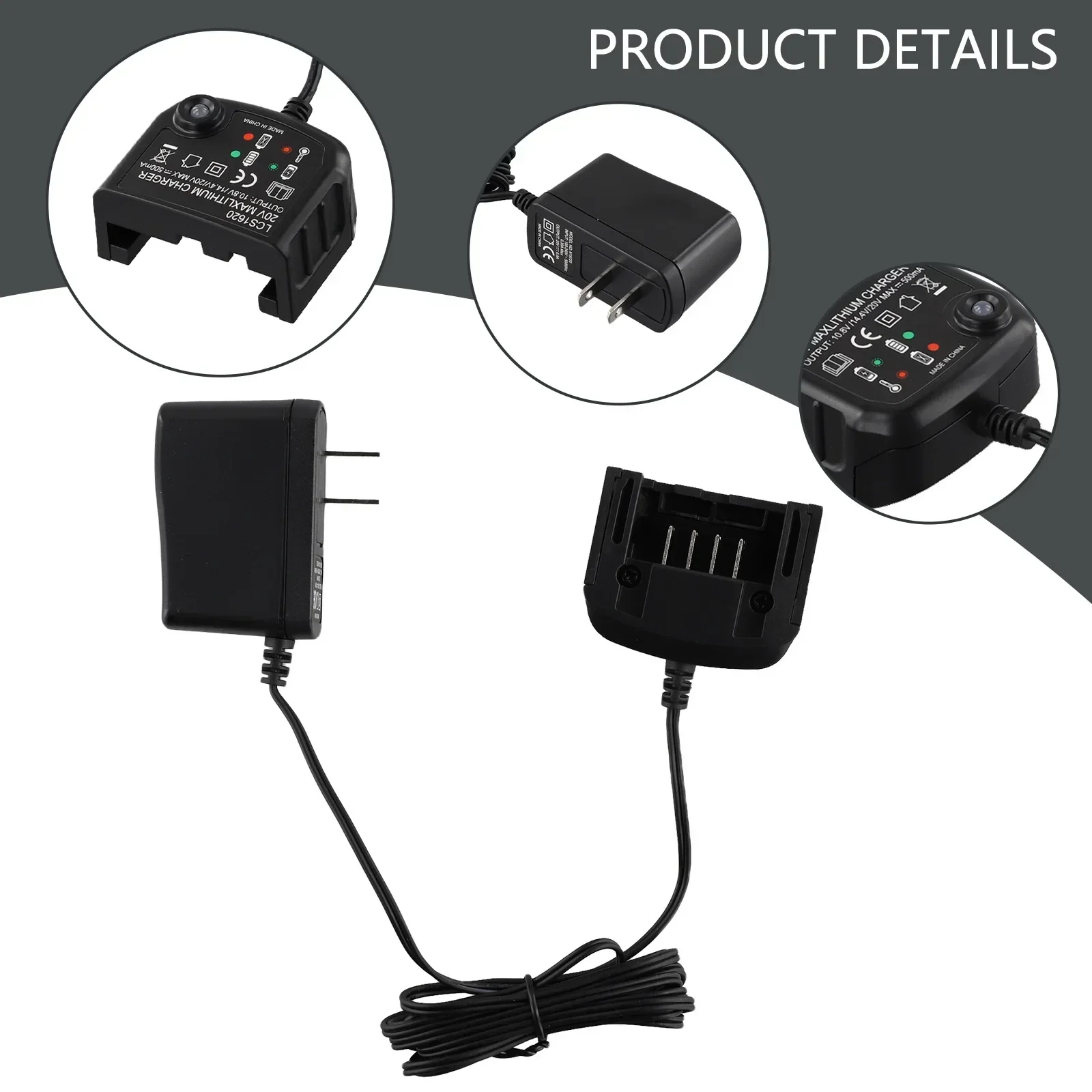 Cargador LCS1620 para batería Black Decker de 20 V Indicador LED de carga rápida Compatible con LBXR20 y LBXR20 OPE