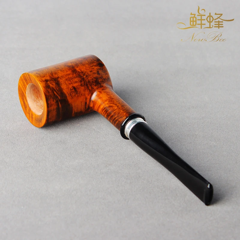 MUXIANG Popeye Pipe Straight Hammer Tobacco Pipe 9mm Filtration Handmade Briarwood Pipe With Decorative Ring for Father\'s Gift