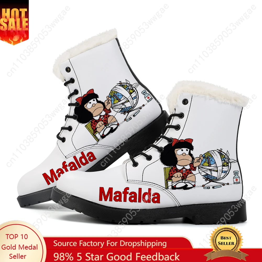 

Mafalda Plush Boots Mens Womens Teenagers Casual Shoe Outdoor Keep Warm Leather Boot Couple High Quality Anime Tailor-made Shoes