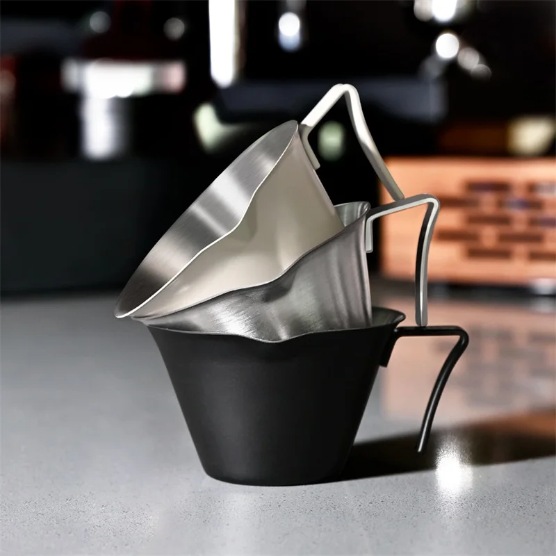 304 Edelstahl Messbecher 100ML Kaffee-Dosierbecher mit Griff Präzisionsskala für Espresso Milch Latte Art Barista-Werkzeug