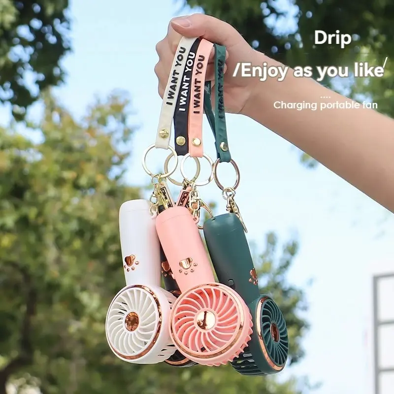 2024 Summer New Mini Fan Cute Cartoon Portable Charging USB Handheld Fan Student Outdoor Fan