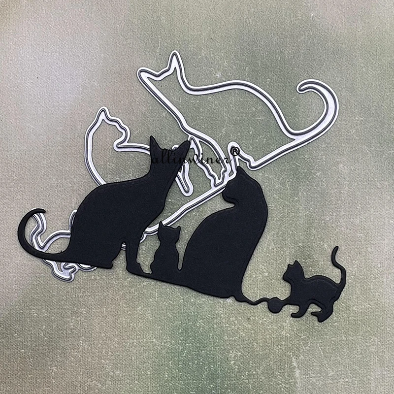 Cat family Metal Cutting Dies Stencils Die Cut for DIY Scrapbooking Album Paper Card Embossing