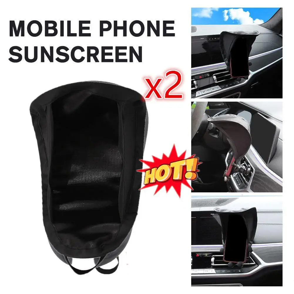 2pcs Car Cell Phone Sunscreen Sunshield Phone Umbrella Sun Shade For Motorcycle Bike Car Anti-scald Car Accessories