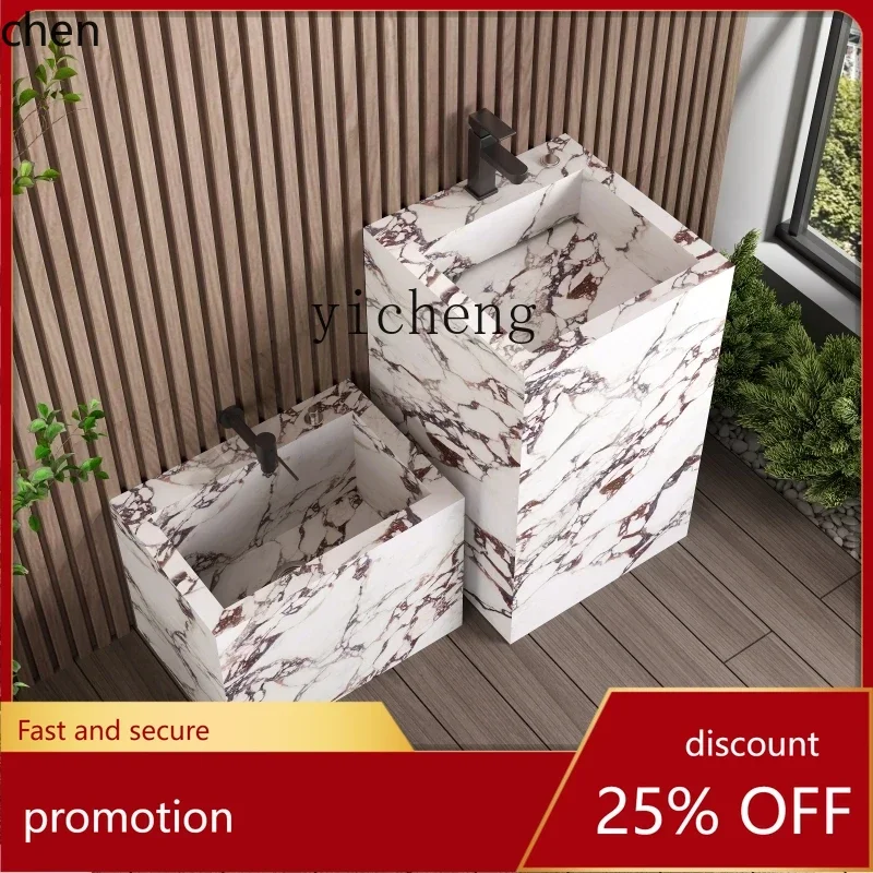 

HT rock slab column basin mop pool, washbasin, hand basin integrated stone outdoor mop pool