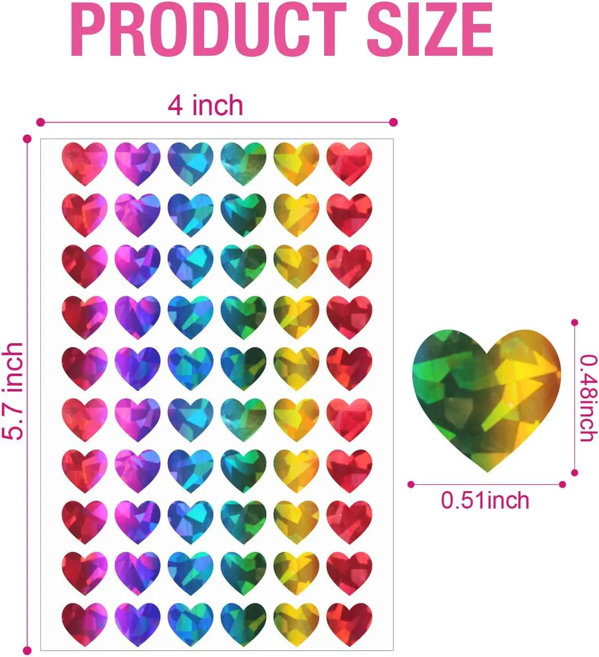 600 Pcs Red Heart Stickers, Small Holographic Stickers for Student Reward 0.5in Small Sparkly Sticker for Gift Sealing image 2