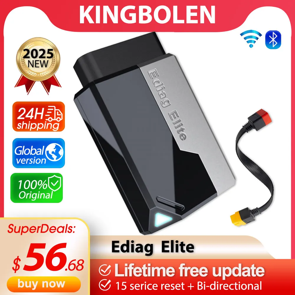 [2025 NEW] KINGBOLEN Ediag Elite Bi-Directional Scanner with Lifetime free update &15 Resets Car Diagnostic Tool pk Thinkdiag