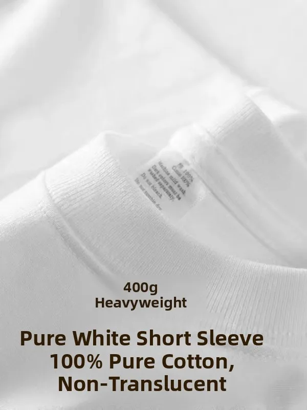 Heavyweight Pure Cotton Short Sleeve T-Shirt round Neck Casual Loose Fit Unisex Half Sleeve Summer Top Breathable Comfortable