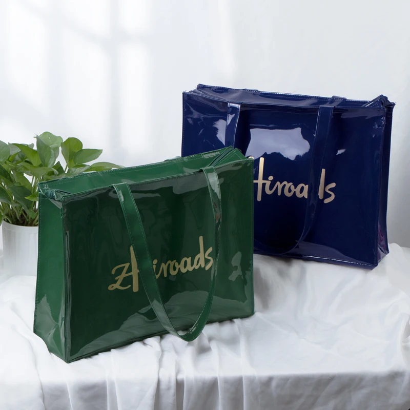 Sacola de compras em PVC para mulheres, couro espelhado, bolsa Lides, moda