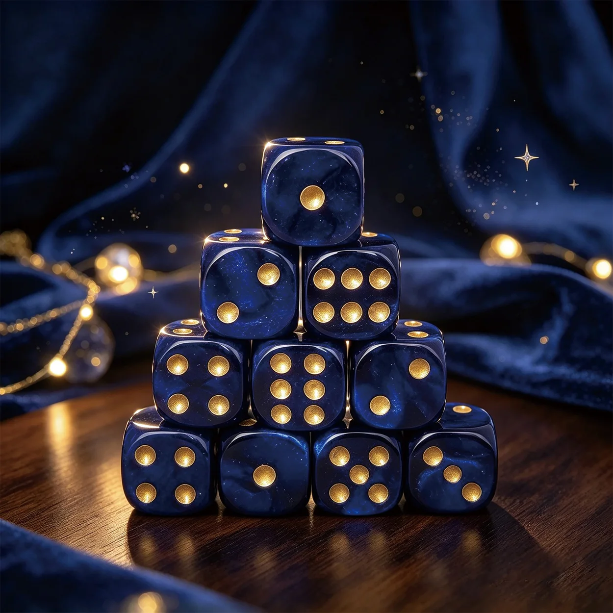 10pcs 16mm Nebula Blue Marble D6 Dice Set for Tabletop Gaming & Collectible Games