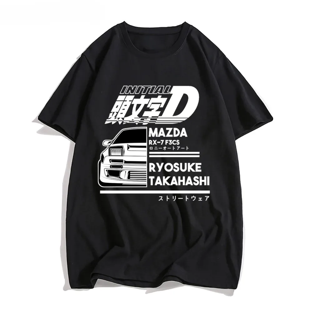 

AE86 Initial D футболка японского аниме с круглым вырезом и короткими рукавами, летняя повседневная модная мужская хлопковая футболка унисекс, гоночный автомобиль