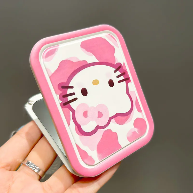 Kawaii Sanrio Anime Foldable Double-Sided Mirror Cute Hello Kitty Cartoon Portable Non-Slip Student Makeup Mirror Gift for Girls