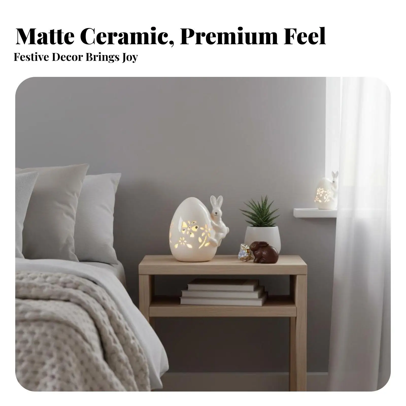 Ceramic Bunny Lamp Nordic Design Hollow out Hare Lamp Hollow out Bunny Light for Kids, Families, Bedroom, Bedside Table, Living