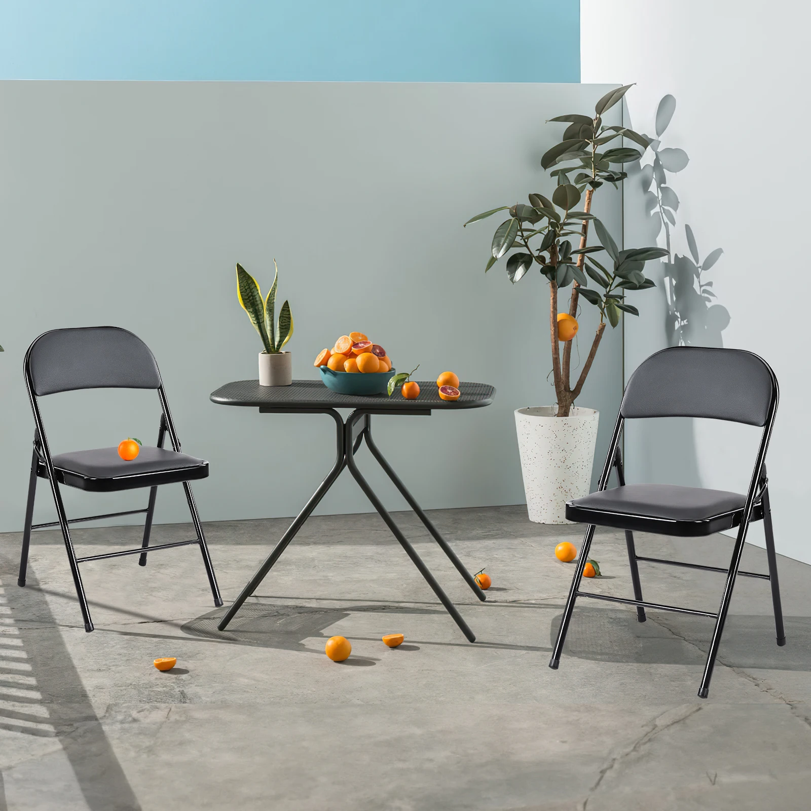 

2-Pack Folding Chairs, Dining Chairs with Cushioned Seat and Back for Indoor or Outdoor Use, Home, Office, Events & Parties