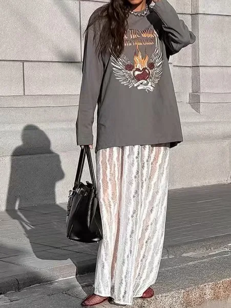 Faionable Gonna a f jacquard a vita alta Gonna lunga sexy a taglio dritto Colore puro Altro materiale Stagione autunnale 2024