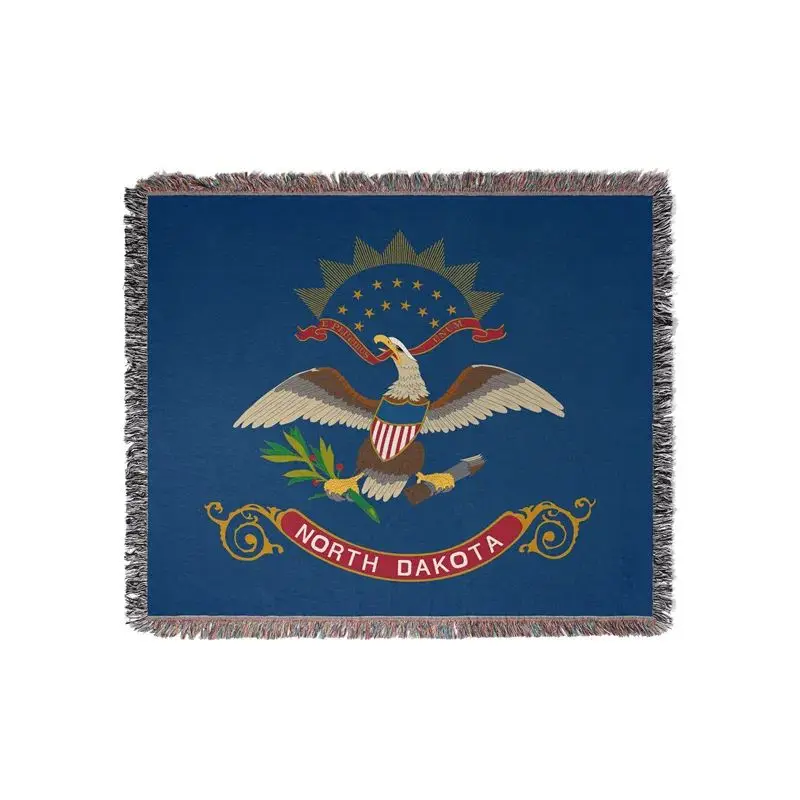Aertemisi North Dakota United States of America Jacquard Fringed Woven Throw Blanket