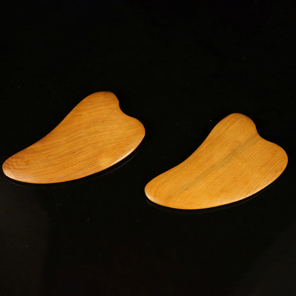 

2pcs Wooden Gua Sha Board Natural Facial Massage Tool For Wrinkle Reduction Meridians Therapy Scraping
