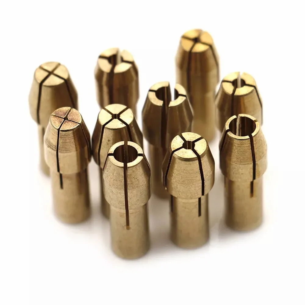 10pcs 0.5mm to 3.2mm Brass Collets Mini Drill Chuck Grinding Electric Chuck Set Rotary Tool Twist Electric Drill Chuck Tools